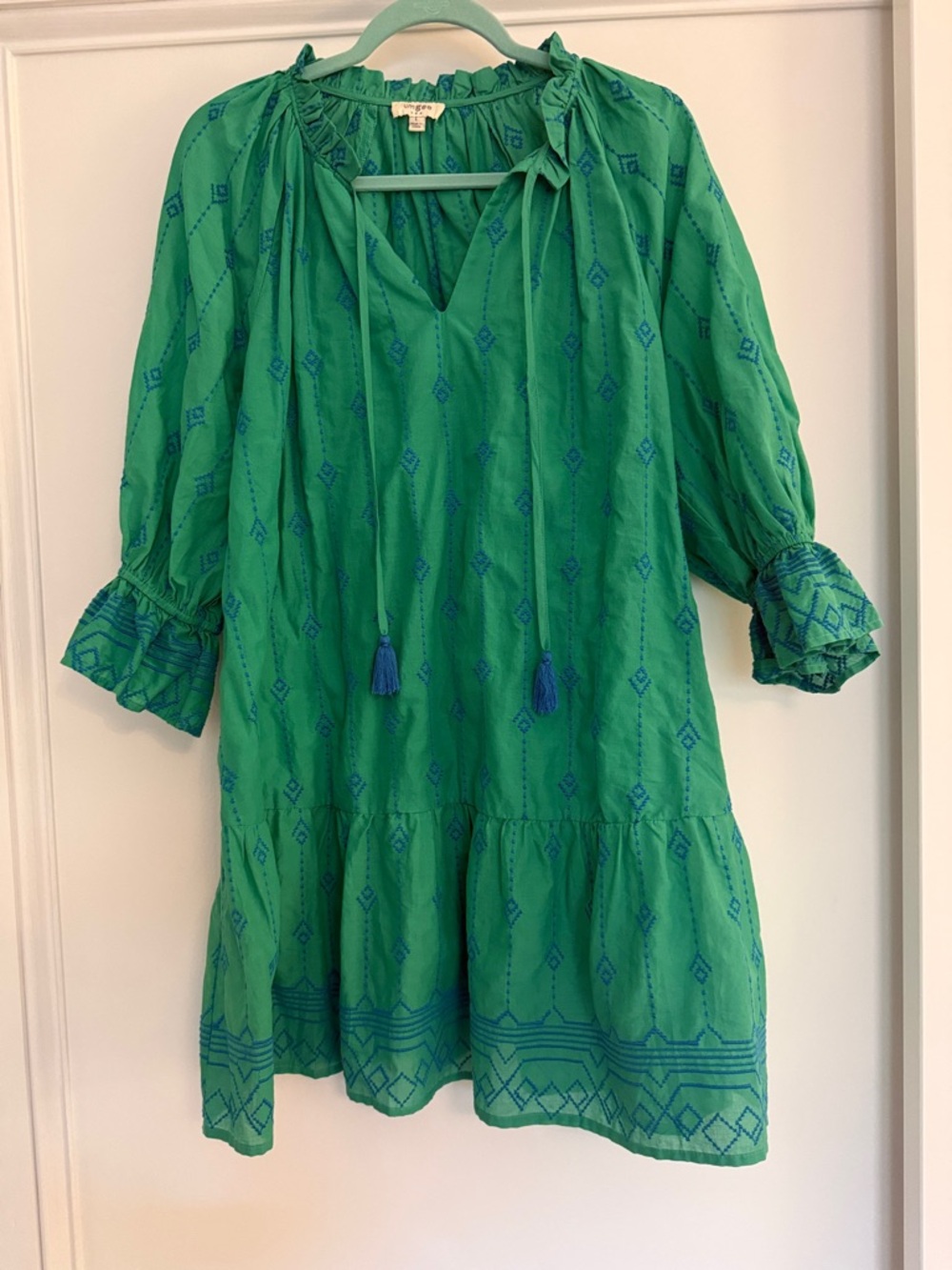 Umgee Teal Tunic with Blue Embroidered Detail